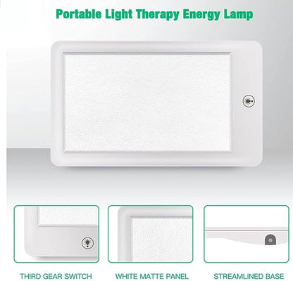 Light Box, 32000 Lux Light Therapy Lamp, UV-Free Adjustable Natural Sunlight Lamp, Touch Control,3 Brightness Levels Foldable Bracket,White