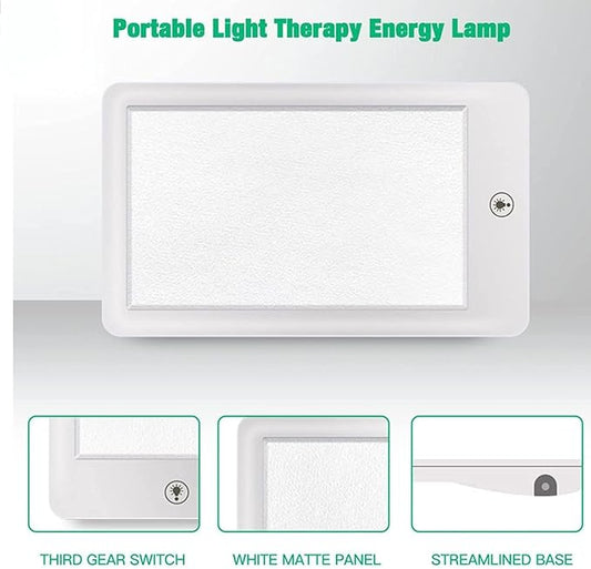Light Box, 32000 Lux Light Therapy Lamp, UV-Free Adjustable Natural Sunlight Lamp, Touch Control,3 Brightness Levels Foldable Bracket,White