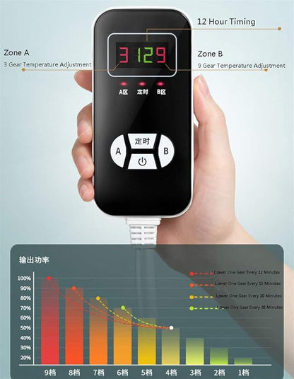 Electric Blanket, Electric Heating Mattress Pad Smart Reduce The Temperature Electric Heated Soft Bed Blanket 1-12h Timer 9 Control Heat Settings Overheating Protection