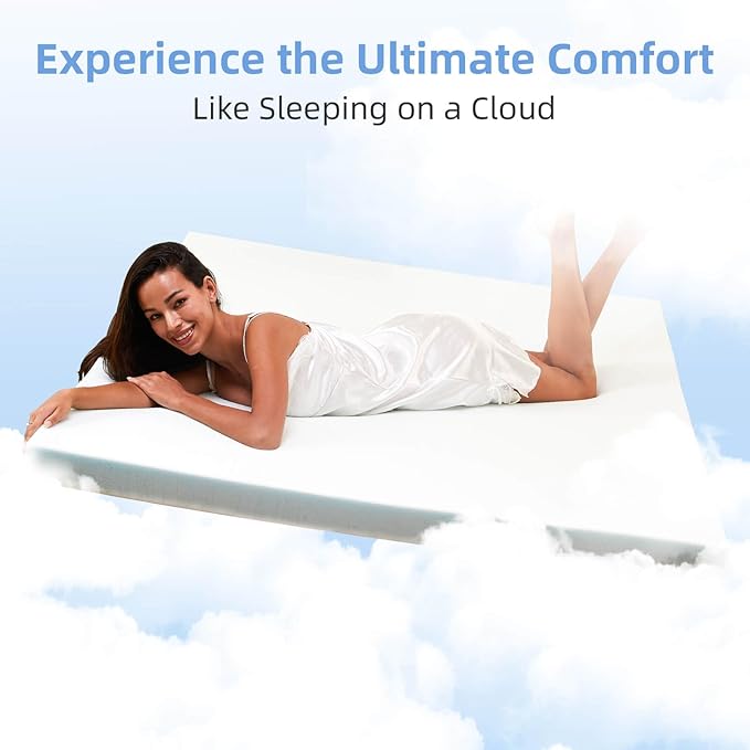 3-Inch Gel Infused Memory Foam Mattress Topper,Twin XL Foam Bed Topper,Cooling Comfort for Back Pain Relief,Ventilated and CertiPUR-US Certified,Ideal for Beds, Dorms,RVs,and Sofas(White)