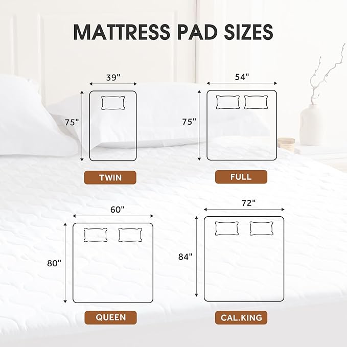 Heated Mattress Pad King - Bed Warmer with Memory & Preheat Functions, 2-10 Hour Auto Off & 9 Heat Settings, Double Controller, Fast Heating, Deep Pocket, Electric Mattress Pad King 78"x80"