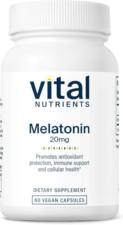Vital Nutrients Melatonin 20mg - Vegan - Sleep Supplement to Support The Body's Natural Sleep Cycle* - Gluten, Dairy, Soy Free - 60 Capsules
