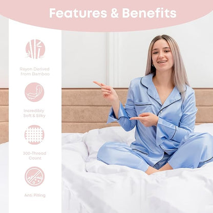 LINENWALAS California King Flat Sheet Only - Rayon Derived from Bamboo Silk Bed Sheet, Premium Cooling, Soft Top Sheet (Cal King, Rose Gold)