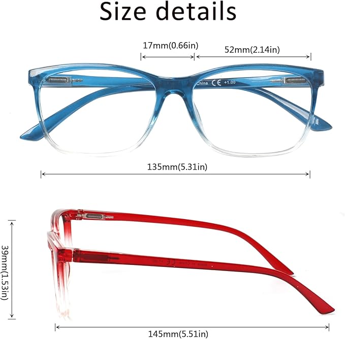 Henotin 4 Pack Ladies Reading Glasses Blue Light Blocking Spring Hinge Readers Anti Eyestrain Computer Eyeglasses (Mix Color, 1.0)