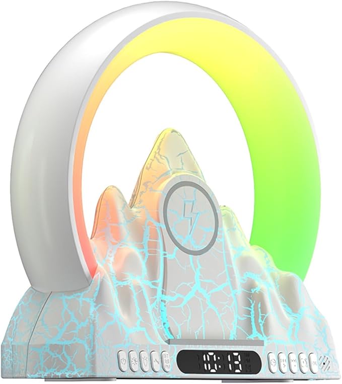 Wake Up Light Sunrise Alarm Clock with Wireless Charger, Smart APP Control, 16 Million Color Lighting & Natural Sounds for Bedroom Desk Decor