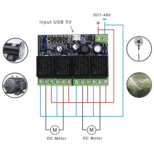 Ewelink WiFi Wireless Smart Relay Module USB 5v 4 Channel Inching Self-Lock Latched Dry Contact Remote Toggle Switch for Access Control, Garage Door,Home Automation, Compatible with Alexa Google Home