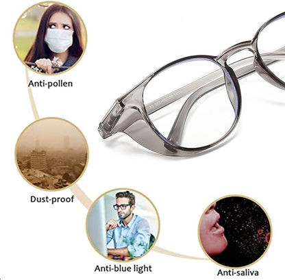 Outray 2 Pack Blue Light Reading Glasses Bifocal Safety Glasses with Readers Side Shields Anti-Saliva for Women Men