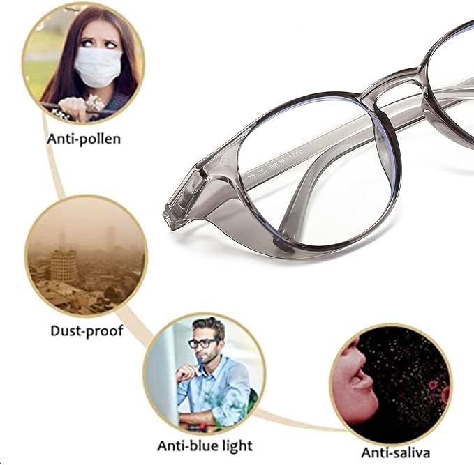 Outray 2 Pack Blue Light Reading Glasses Bifocal Safety Glasses with Readers Side Shields Anti-Saliva for Women Men