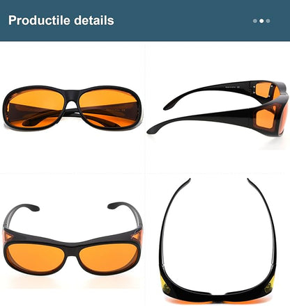 BLUELESS Fitover Blue Light Blocking Computer Glasses with Orange Tinted Sleep Glasses, Black