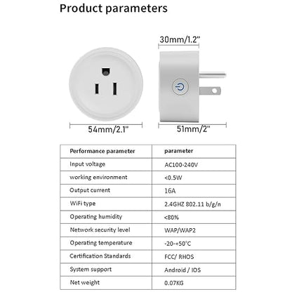 Mengshen Smart Plug Home WiFi Outlet with App Remote Control Compatible with Alexa & Google Home Smart Socket with Timer Function 16A 2.4GHz WiFi Only No Hub Required