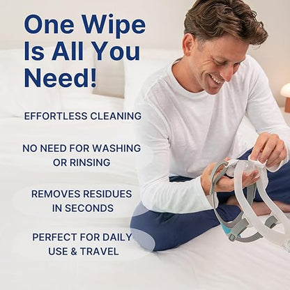 Snugell Unscented Individual CPAP Mask Wipes – Travel-Friendly 40-Pack– Lint & Alcohol-Free,Skin-Safe with Aloe Vera– Perfect for Convenient, Hassle-Free Cleaner & Sanitizer of CPAP Masks & Equipment