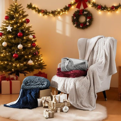 Bedsure GentleSoft Heated Blanket Throw - Soft Ribbed Flannel Electric Blanket, Heating with 4 Time Settings, 6 Heat Settings, and 3 hrs Timer Auto Shut Off, Gifts for Grandma (50x60 inches, Burgundy)