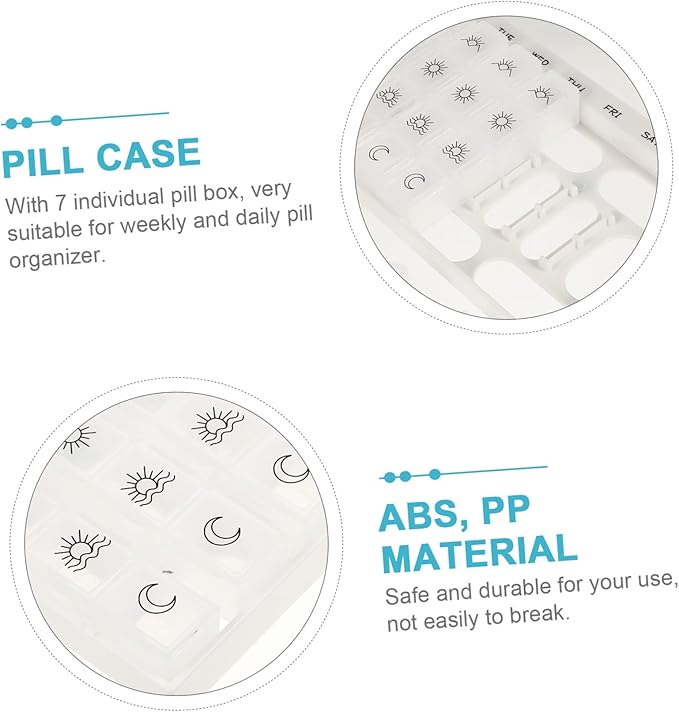 7 Mini Pill Box Travel Alarm Clock Mini Alarm Clock Lock Box for Medication Containers 7 Days Pill Box White Storage Box Dispenser Electronic Medicine Chest Travel Medication