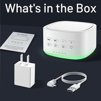 Magicteam White Noise Machine 10 Colors Lights and 25 Soothing Sounds Sleep Sound Machine with 5 Timers with Memory Feature Portable Sound Machine for Baby Adults. (White)