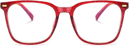Oversized Square Blue Light Blocking Glasses for Women Men, Anti-Fatigue Computer Monitor Glasses Reduce Eye Strain