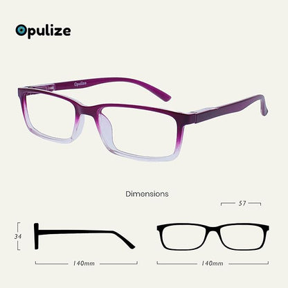 OPULIZE SEE Reading Glasses with Blue Light Blocking for Women and Men, Narrow Frame, Spring Hinges, Computer Gaming Glasses, Purple +3.5 (Pack of 1)