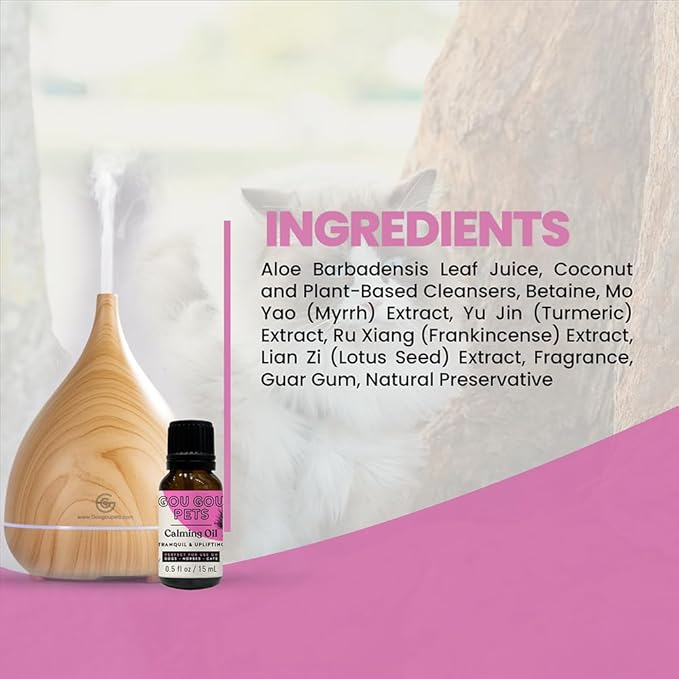 Holistic Natural Derived Calming Pet Essential Oil Blend & Diffuser Set for Anxiety: Relax Your Pet with Natural and Clean Ingredients While Providing Stress Relief - Made in USA – 15mL