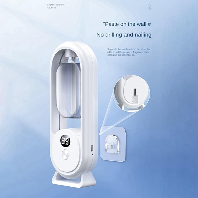 2X Wall Mounted Essential Oil Diffuser Rechargeable Timed Aromatherapy Humidifier Digital Display Air Freshener