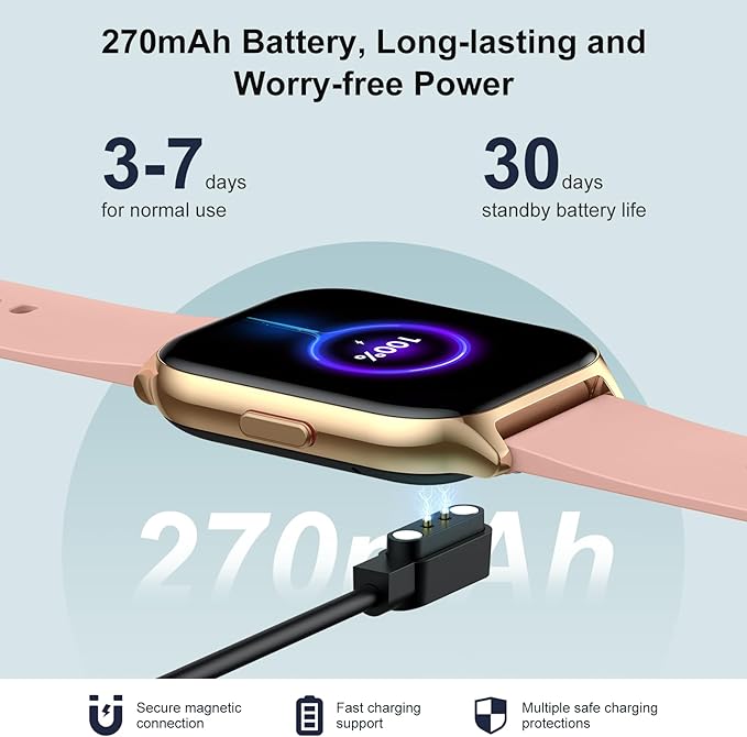 Smart Watch for Women, 2.01" HD Display Fitness Tracker with 107+ Sports Heart Rate Blood Pressure Blood Oxygen Sleep Monitor, IP68 Waterproof Smartwatch Compatible with Android iOS iPhone Phone