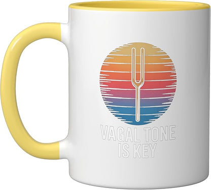 Relaxation Breathing Stress Vagus Nerve Stimulation Anatomy Ceramic Mug, Yellow/White