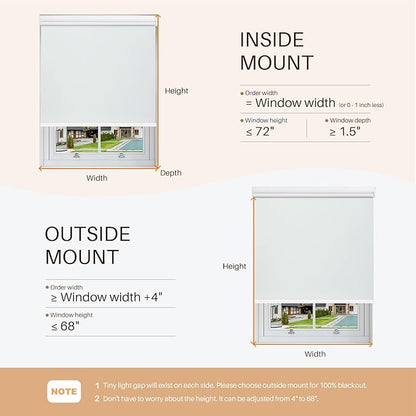 Motorized Smart Shades with Remote Control, Blackout Motorized Roller Shades for Indoor Windows Home and Office (White 23" W x 72" H)