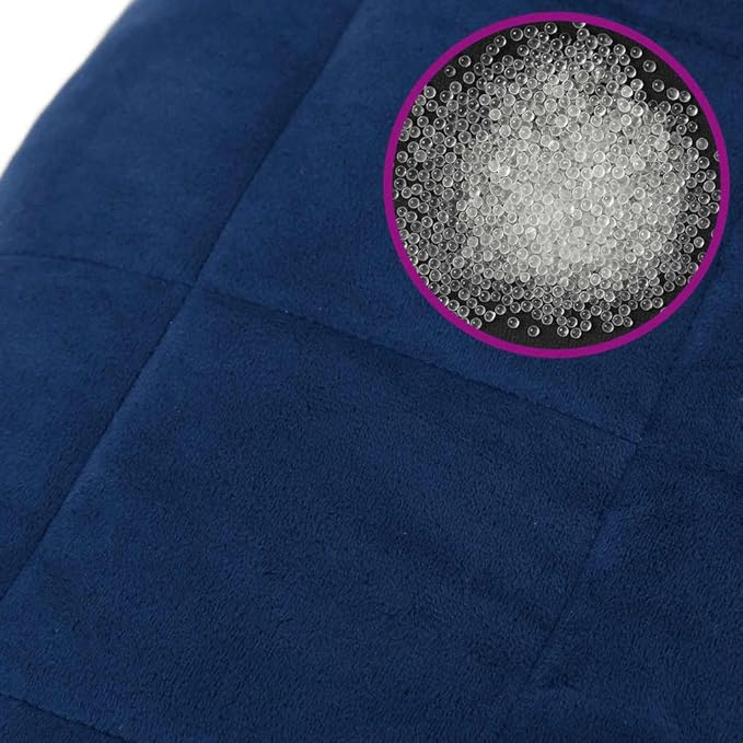 vidaXL Weighted Blanket Blue – Dual-Sided Fabric, Non-Toxic Glass Bead Filling, Designed for Even Weight Distribution, Easy Attachment to Duvet Cover – 54.3"x78.7" and 22 lb