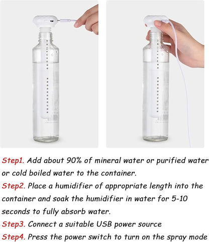 USB Cool Mist Humidifier, Small USB Personal Humidifiers Desktop Humidifier Mute White Mini Portable Humidifiers High Capacity Water Bottle Humidifier for Home Car