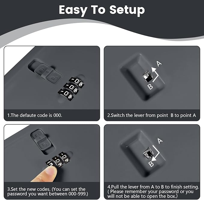 Small Lock Box,Lockable Storage Box with Combination Code for Medication Safe, Medicine Lock Box for Pills/First Aid Kits/Food/Snack Phone Jail,Locked Container for Home/Fridge/Office/School(Grey)
