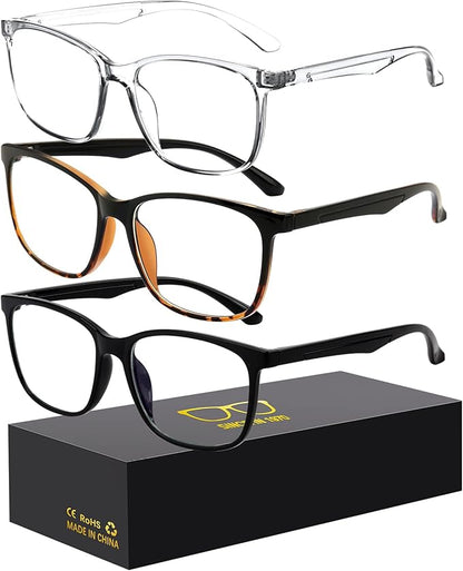 Blue-Light Blocking Glasses Computer Reading/Gaming/TV/Phones Glasses Fashion Anti Eyestrain UV Glasses for Women Men（E3 Black + Blackleopardprint + Transparent）
