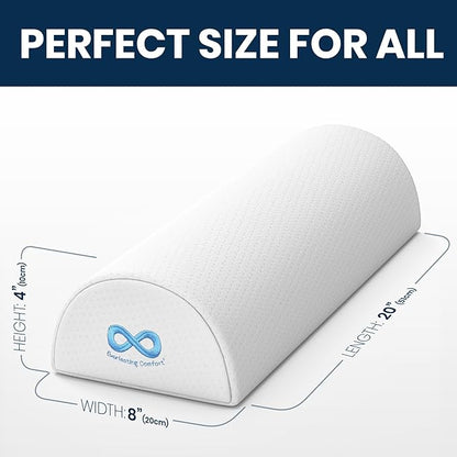 Everlasting Comfort Under Knee Pillow for Back Sleeping - Memory Foam Half Moon Leg Bolster Pillow for Back Pain, Thoracic Support