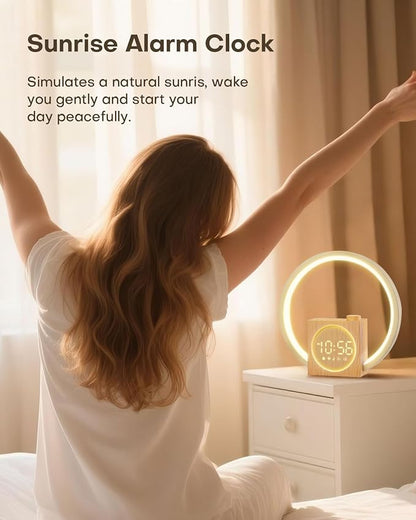 Sunrise Alarm Clock, White Noise Sound Machine, Alarm Clocks for Bedrooms with 12 Color Ambient Nightlight, White Noise Machine with 30 Soothing Sounds, Gifts for Adults, Kids, Couples and Friends