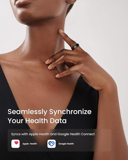 RENPHO Lynx Smart Ring-All Day Sleep & Activity Tracking, Includes Charging Case, Gifts for Men, 7-Day Battery Life, Subscription-Free App for iOS & Android, Size Before You Buy (Black, Size 9)