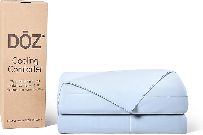 DOZ Lightweight Cooling Comforter, Cooling Blanket for Hot Sleepers and Night Sweats, Q-Max Over 0.4, Cool to The Touch Cover, Breathable, Soft, 70"x90", Glacier, Twin/Twin XL