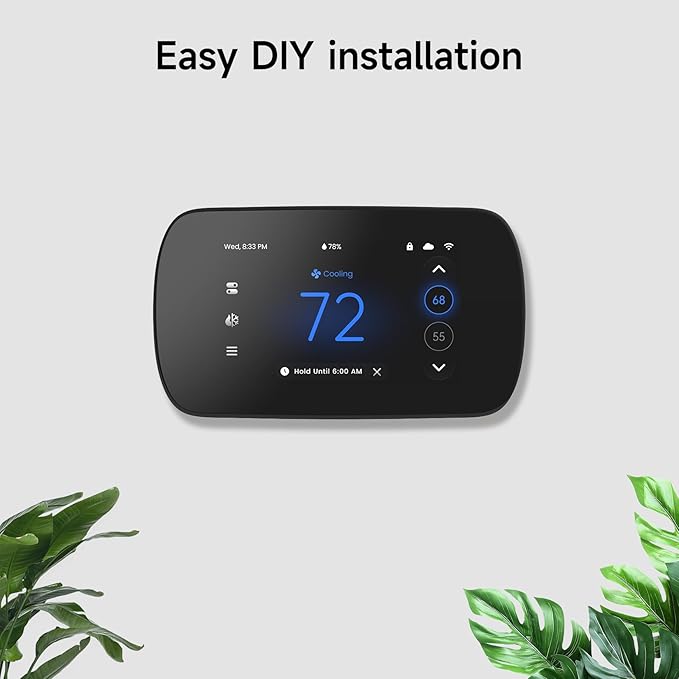 Smart Thermostat for House, 4.3 Inches WiFi Thermostat Compatible with Alexa and Google Assistant, 7day x 8period Programmable Control Programmable, C-Wire Required