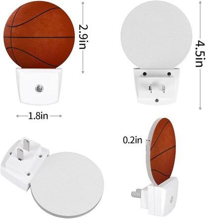 Plug-in Led Night Light with Auto Dusk to Dawn Sensor for Boys Girls Room Decor, Basketball Wall Lamp Nightlights for Hallway,Bedroom, Kids Room, Kitchen, Stairway, (0.5W, 2 Pack)