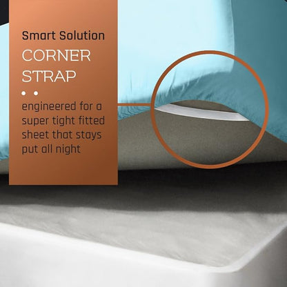 Empyrean 4 Pack Twin Fitted Sheets - Ultra Soft Microfiber, Deep Pocket, Fits 14-16 Inch Mattress, Wrinkle & Fade Resistant, Shrinkproof, Breathable & Durable, Perfect for Twin Beds, Calm Blue