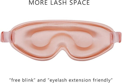 ALASKA BEAR Upgraded Silk Eye Mask with Deep Contour Molded Cups for Beauty Sleep & Lashes Extensions, Zero Pressure Sleeping Eye Cover with Silk-Cover Adjustable Strap
