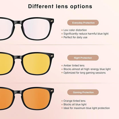 Blue Light Glasses for Woman Men | 99% Blue Light Blocking Glasses | Computer Glassess | Gaming | TV Phone Screen Reader Square Frame | Anti Eyestrain & UV Glare,1 Pack