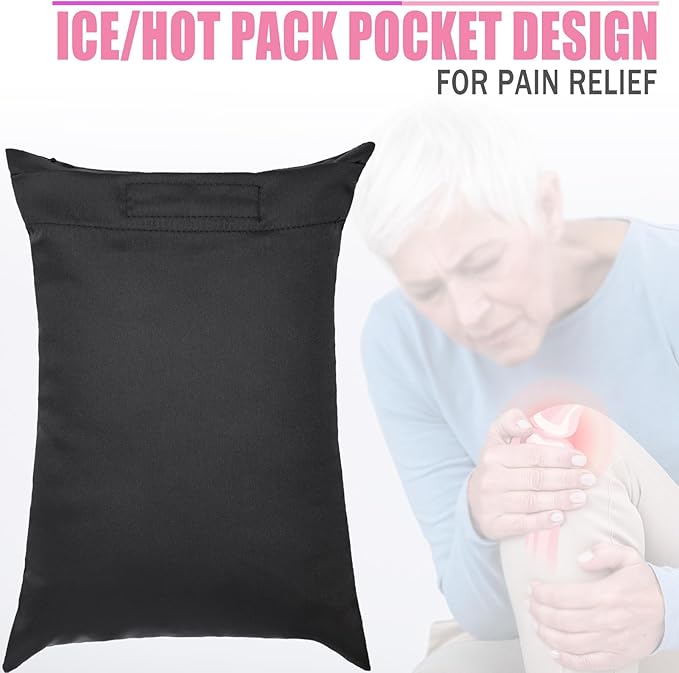 Silky Satin Soft Knee Pillow for Side Sleepers, Pressure Pillows Between Legs 11"x7" Small Knee Pillow Joints Cushion for Sleeping Hip and Back Pain, Black 2 Pcs