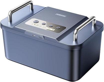 Vaydeer Safe Timed Lock Box with Dual Metal Handles-Phone Lock Box with Timer Unplug from Phone, Video Game, Social Media, Craving,Self-Control Lockable Storage Box for Focus & Self-Control(Dark Blue)
