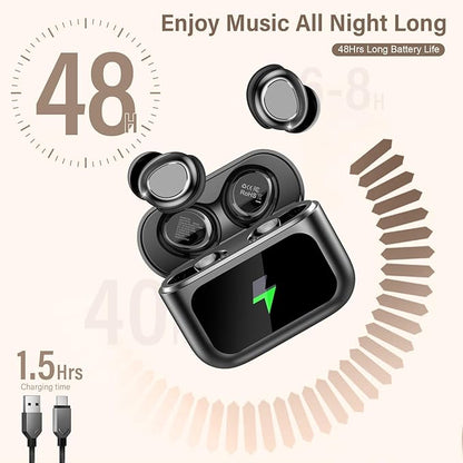 Sleep Earbuds Bluetooth 5.4 in Ear Touch Screen Sleep Headphones, Small Design Mini Sleep Earbuds for Side Sleepers with Sleep Mode, 48H Playtime Sleep Earphones Clear Calls, Carbonblack