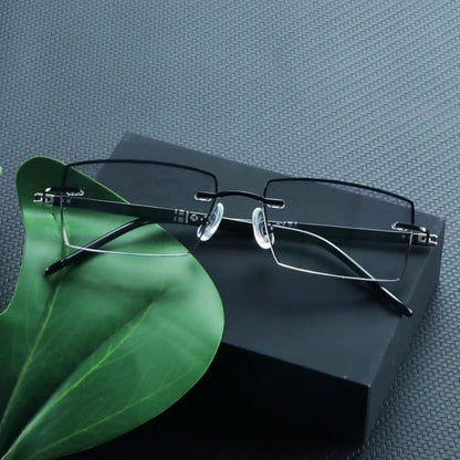 LifeArt Blue Light Blocking Glasses,Computer Reading Glasses,Rimless Frame Tinted Lens with Diamond,Stylish for Men (+3.50 Magnification)