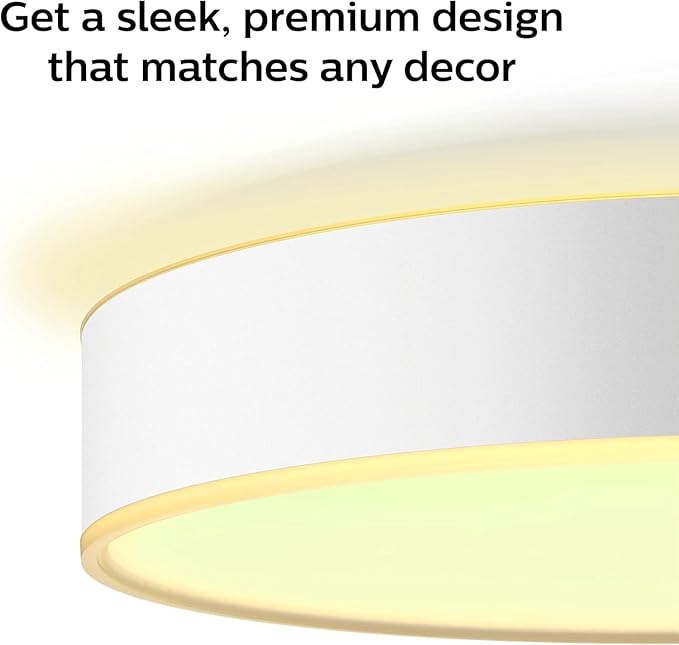 Philips Hue Enrave Medium Ceiling Lamp, White - White Ambiance Warm-to-Cool White Smart LED Light - 1 Pack - Control with Hue App - Compatible with Alexa, Google Assistant, and Apple Homekit