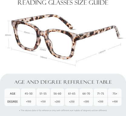 Reading Glasses for Women Men - Blue Light Blocking Magnifying Readers,Oprah Square Anti-Glare Computer Eyeglasses