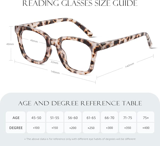 Reading Glasses for Women Men - Blue Light Blocking Magnifying Readers,Oprah Square Anti-Glare Computer Eyeglasses