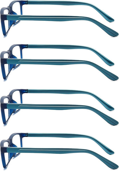 Reading Glasses Blue Light Blocking for Men Women,Rectangular Frame Computer Readers with Spring Hinge