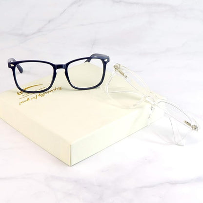 2 Pairs LifeArt Blue Light Blocking Glasses with Spring Hinge, Anti Eyestrain, Computer Reading Glasses, Gaming Glasses, TV Glasses for Women Men, Anti UV, Anti Glare (Navy&Clear, +4.00 Magnification)