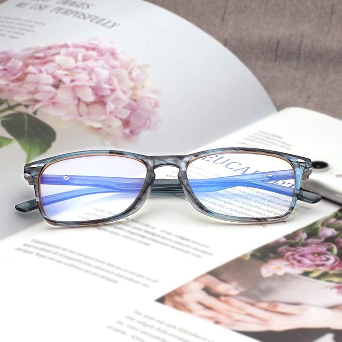 JOSCHOO Computer Reading Glasses Blue Light Blocking Readers Men and Women Glasses of Reading (Blue Stripe, 1.75)