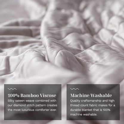 LUXOME Lightweight Blanket | 100% Rayon (Viscose) from Bamboo Fabric & Fill | Full/Queen - 86"x92" | Super Soft | Thermal-Regulating | Dove