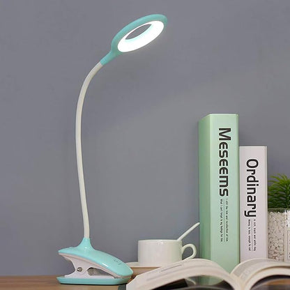 Clip On Reading Light for Bed Headboard, USB Rechargeable Desk Lamp for Dorm Room Essential, 5W, 3 Colors Touch Dimmable, Eye Protect, Green